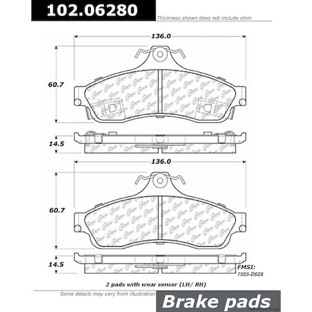 Centric Parts METALLIC BRAKE PAD W/SHIMS 102.0628